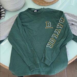 Baylor Green Long Sleeve Crewneck with Sleeve Print jansport vintage USA made